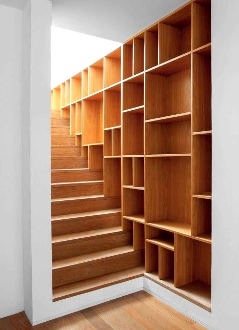 дизайн интерьера лестницы фото, Лестница с библиотекой